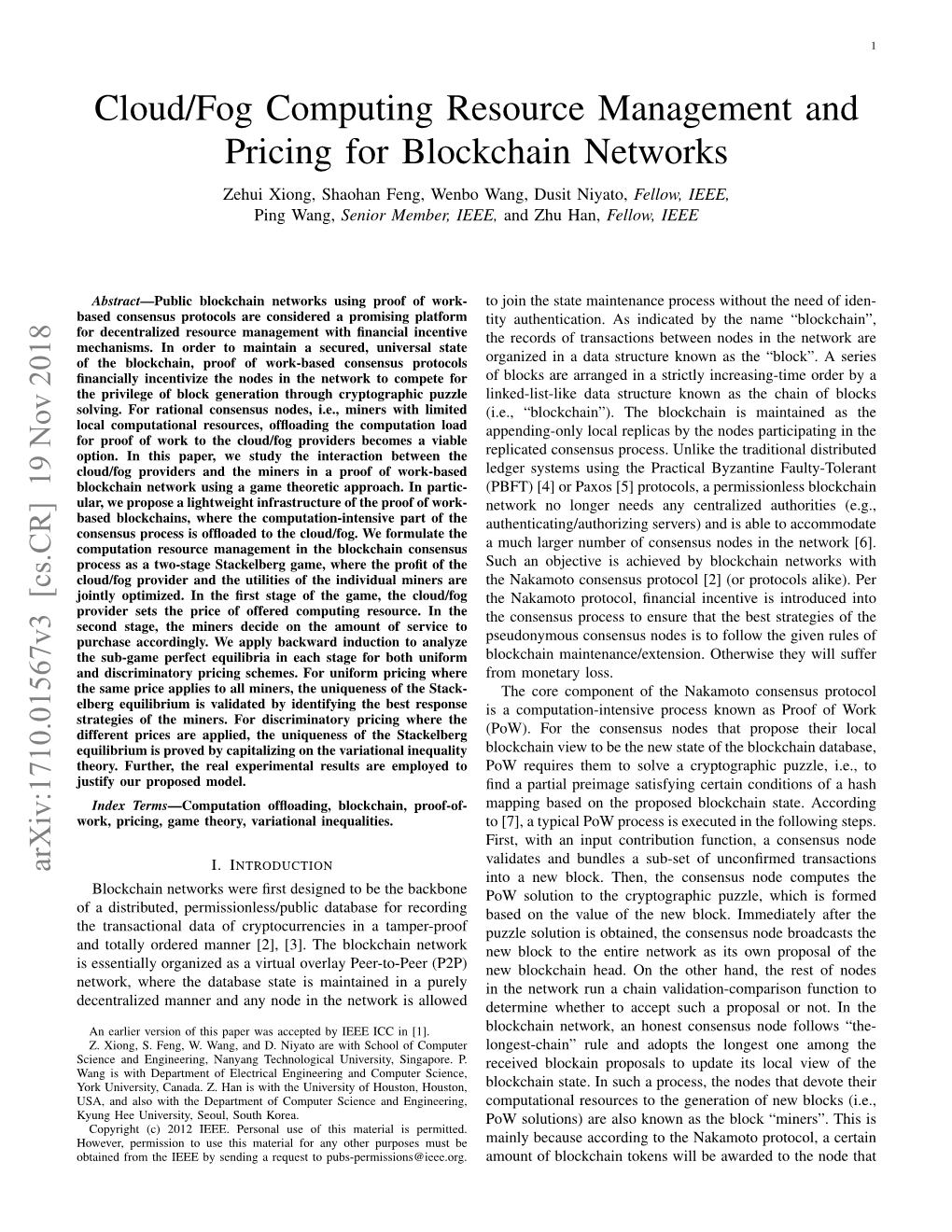 Cloud/Fog Computing Resource Management and Pricing For