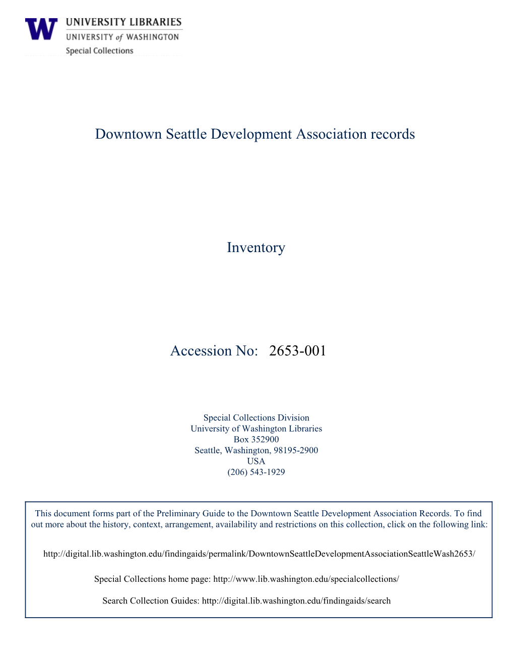 2653-001 Downtown Seattle Development Association Records