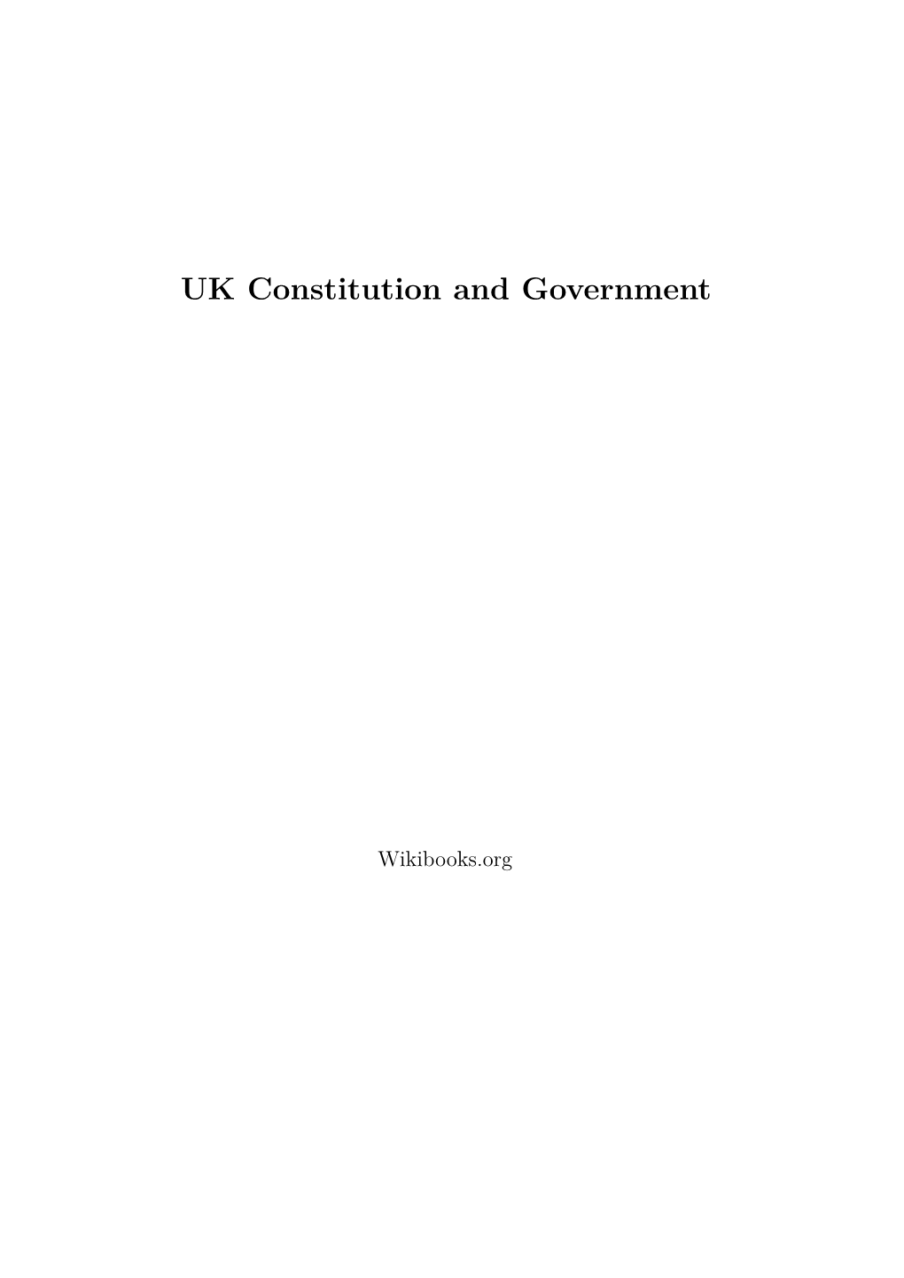 UK Constitution and Government