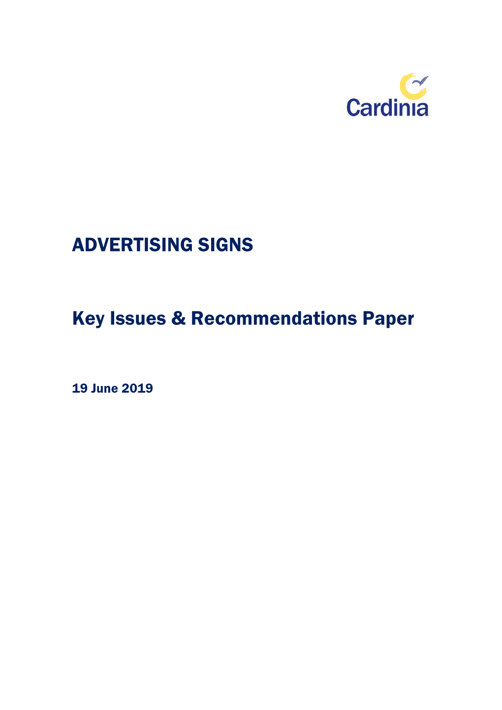 ADVERTISING SIGNS Key Issues & Recommendations Paper