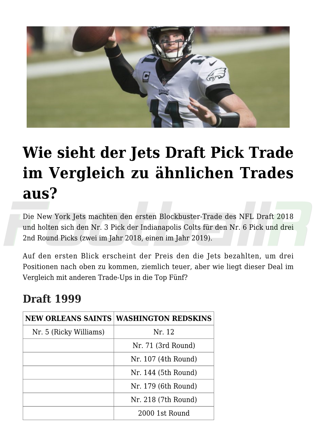 Wie Sieht Der Jets Draft Pick Trade Im Vergleich Zu Ähnlichen Trades Aus?