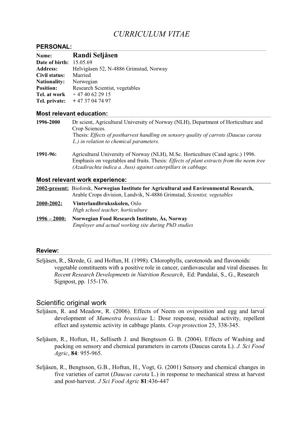 Curriculum Vitae s166