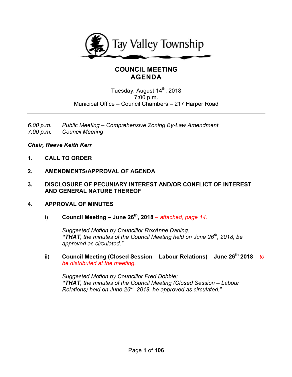 Council Meeting Agenda