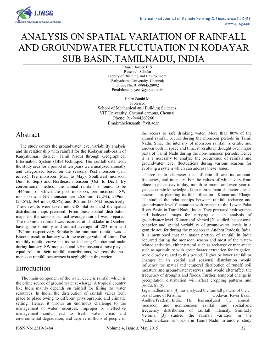 Analysis on Spatial Variation of Rainfall and Groundwater