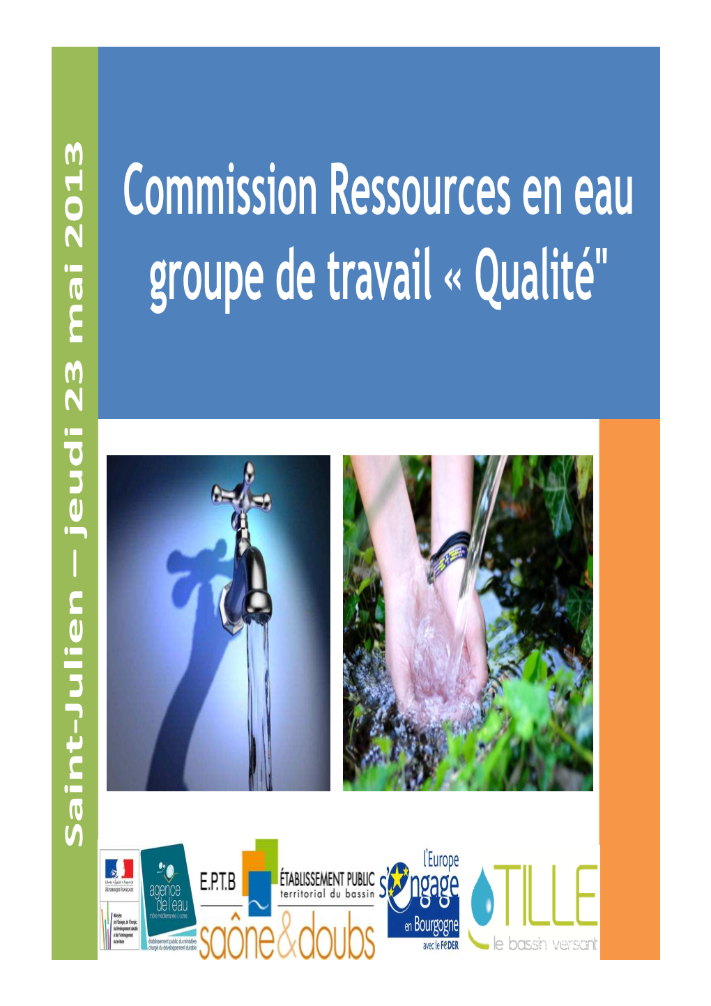 Commission Ressources En Eau Groupe De Travail « Qualité"