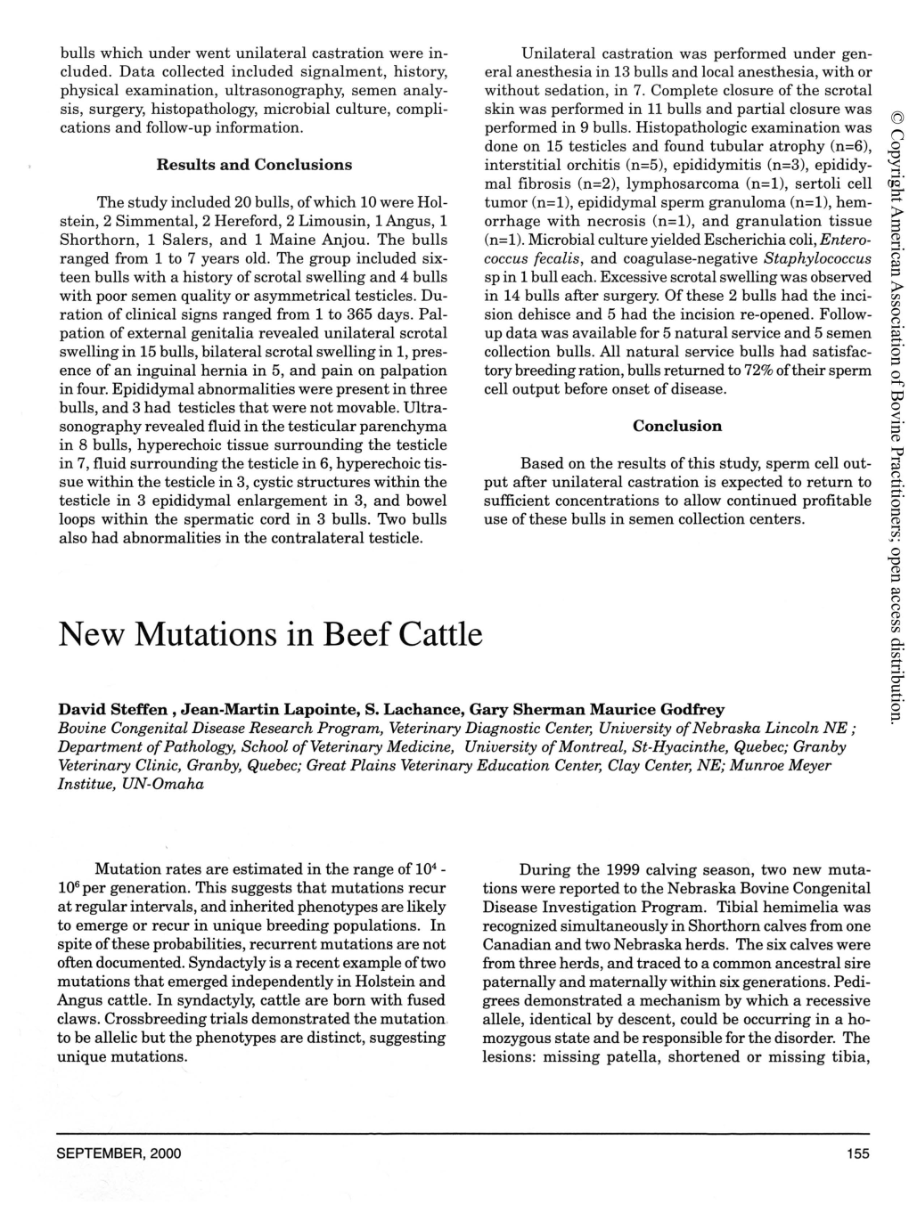 New Mutations in Beef Cattle 0