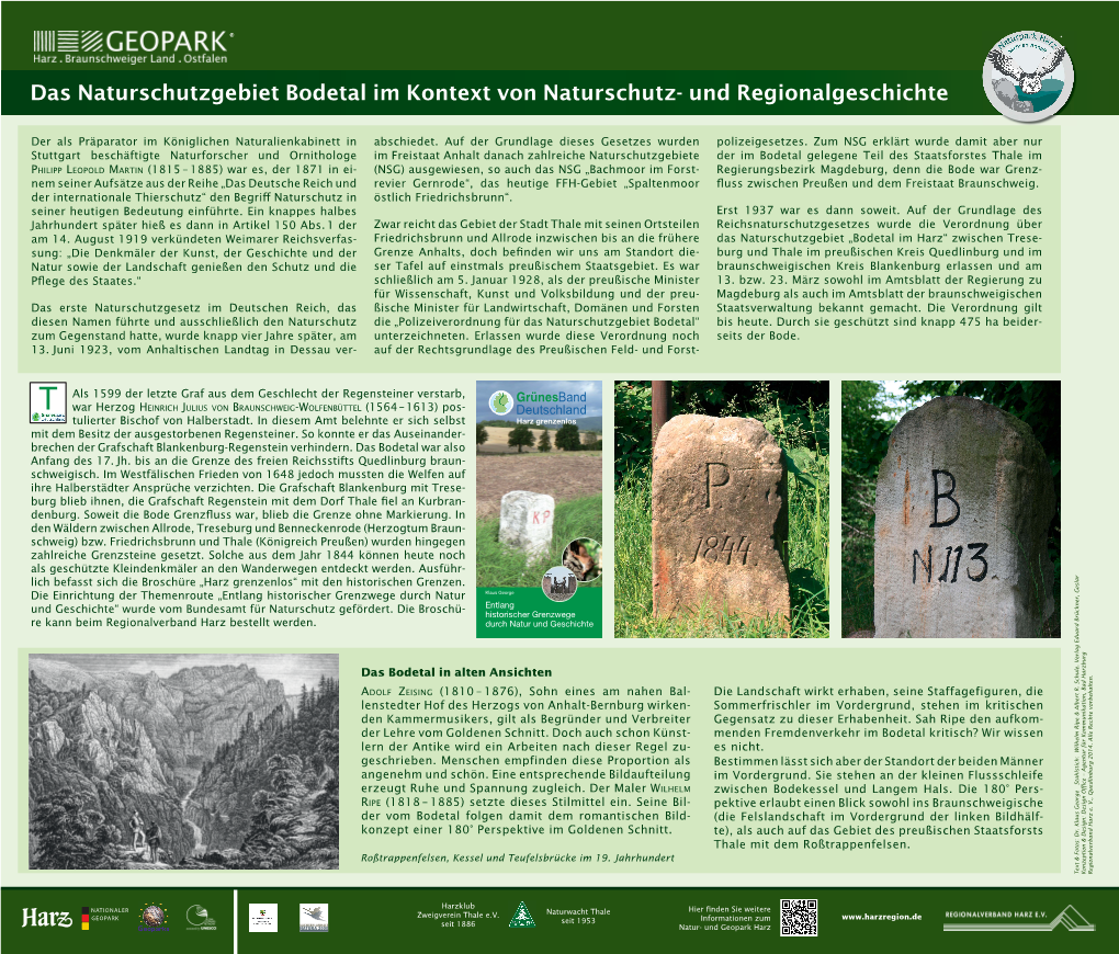 Das Naturschutzgebiet Bodetal Im Kontext Von Naturschutz- Und Regionalgeschichte