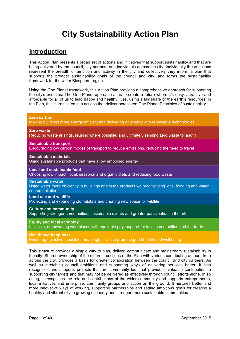 City Sustainability Action Plan