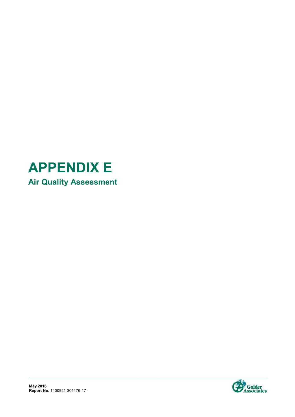 APPENDIX E Air Quality Assessment