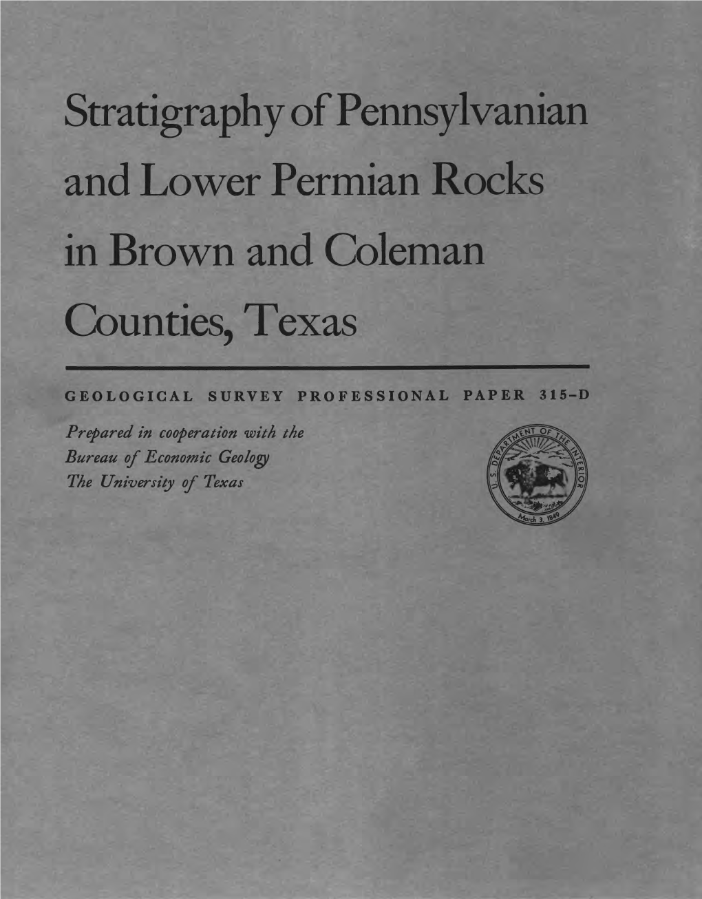 Stratigraphy of Pennsylvanian and Lower Permian Rocks in Brown and Coleman Counties, Texas