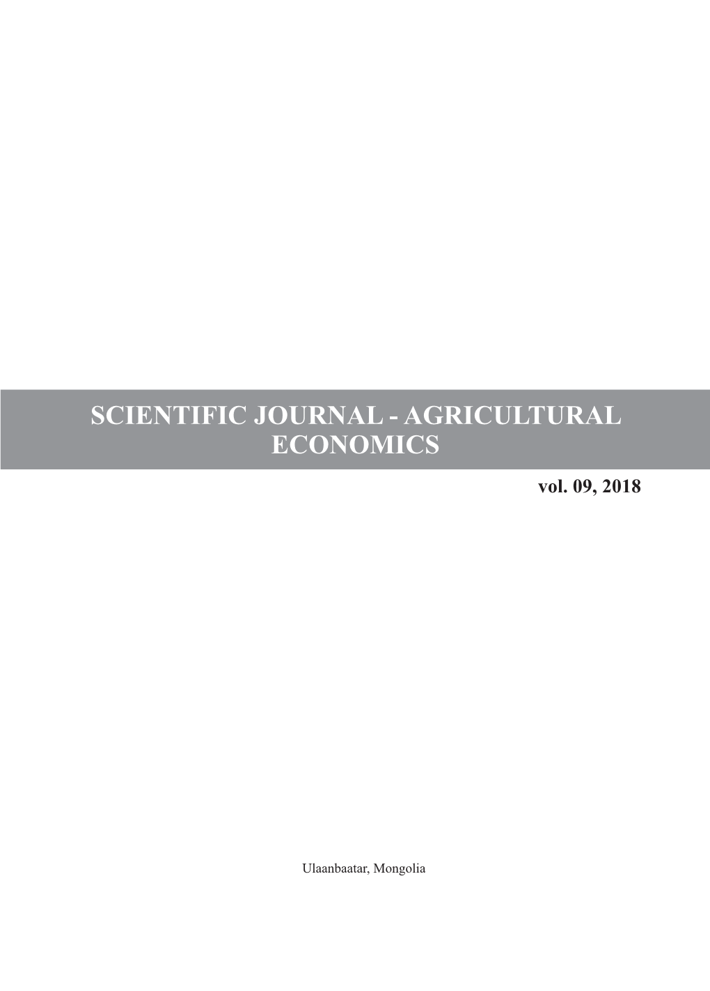 Scientific Journal-Agricultural Economics - 2018 | 1