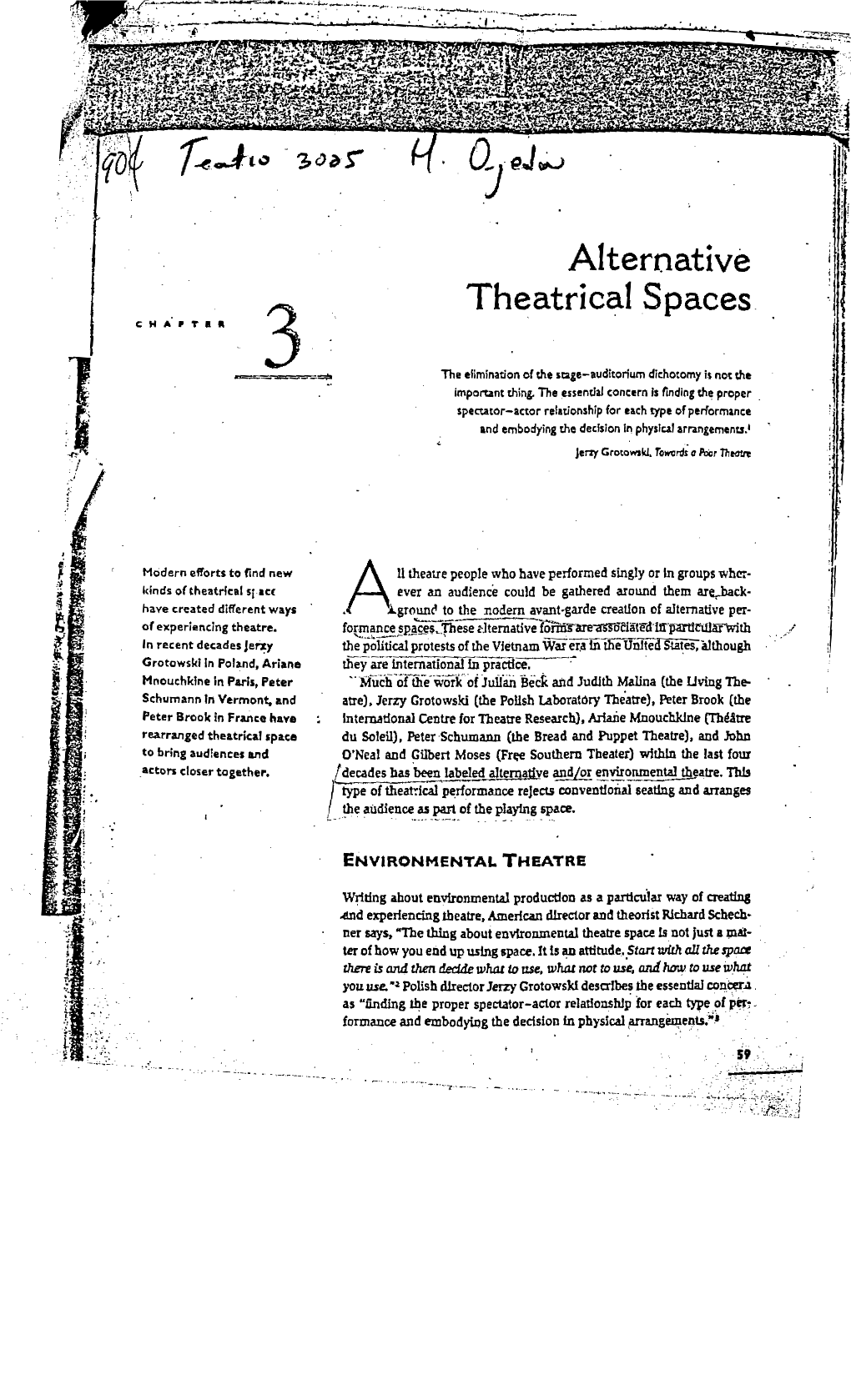 Alternative Theatrical Spaces CHAPT'.It