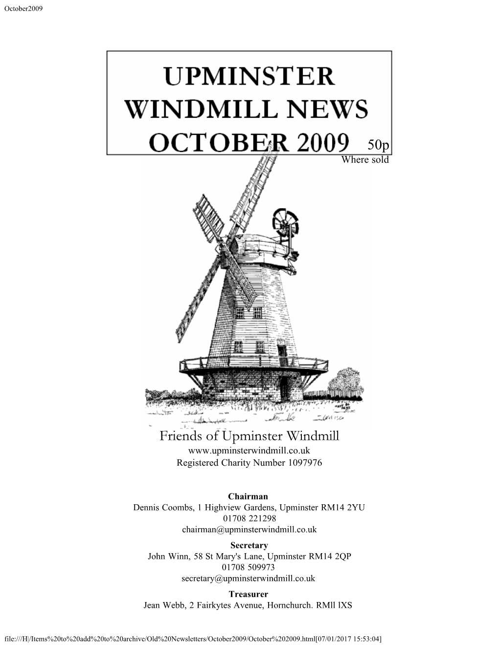 50P Friends of Upminster Windmill