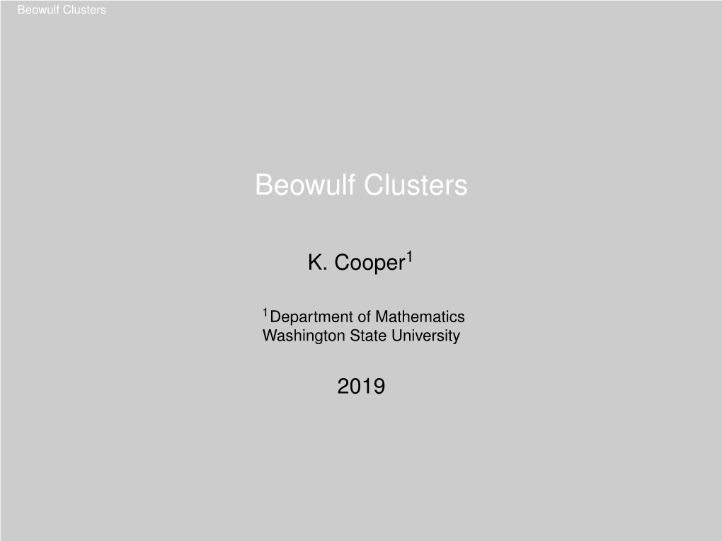 Beowulf Clusters