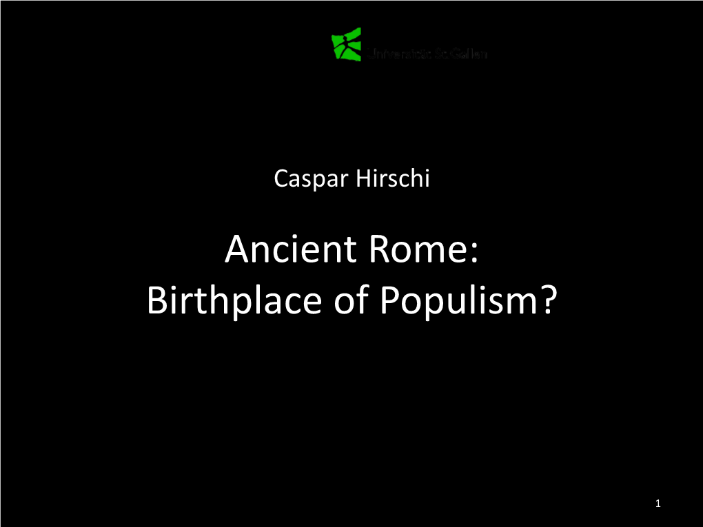 Ancient Rome: Birthplace of Populism?