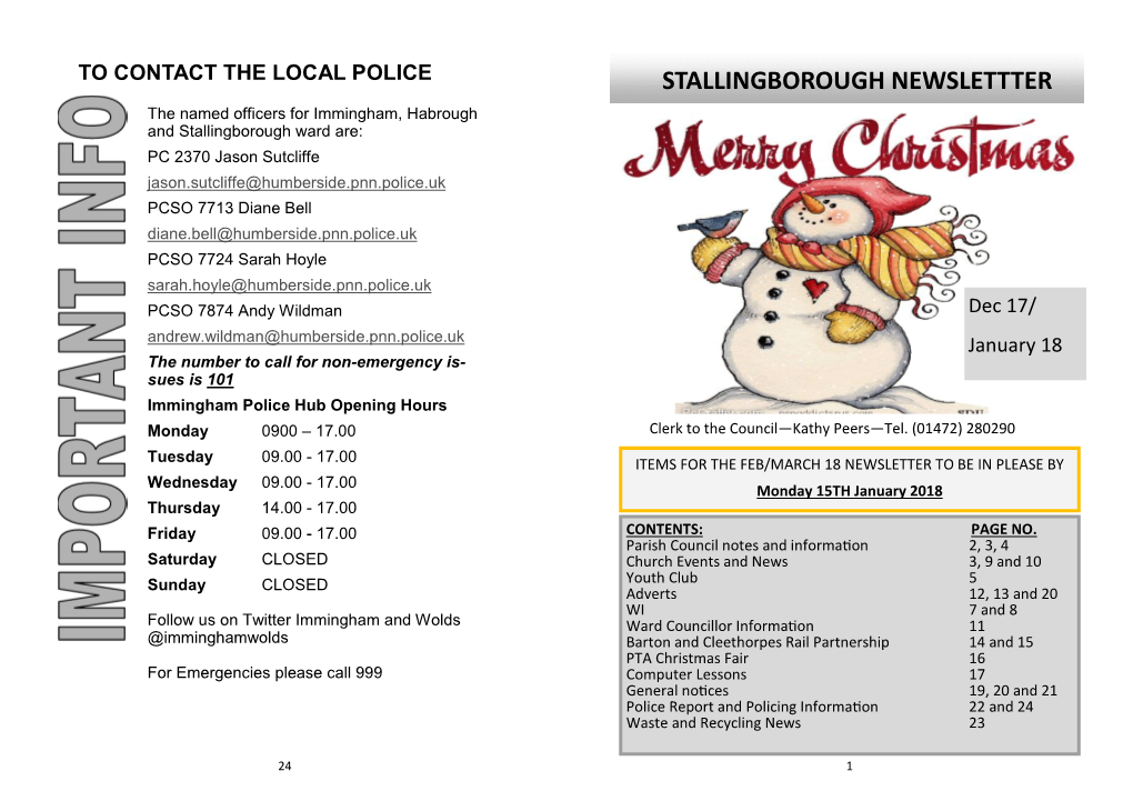 Stallingborough Newslettter