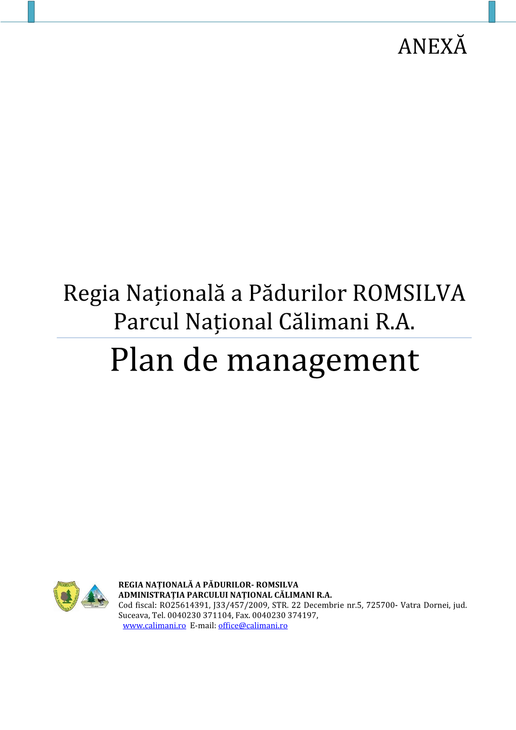 Planul De Management Al Parcului Național