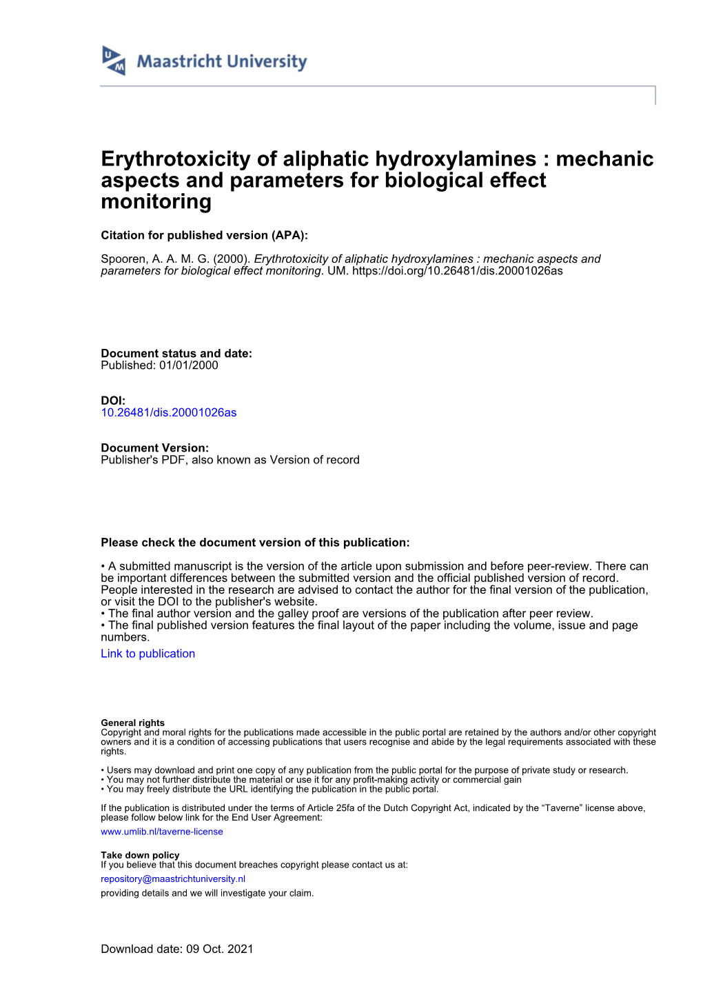 Mechanic Aspects and Parameters for Biological Effect Monitoring