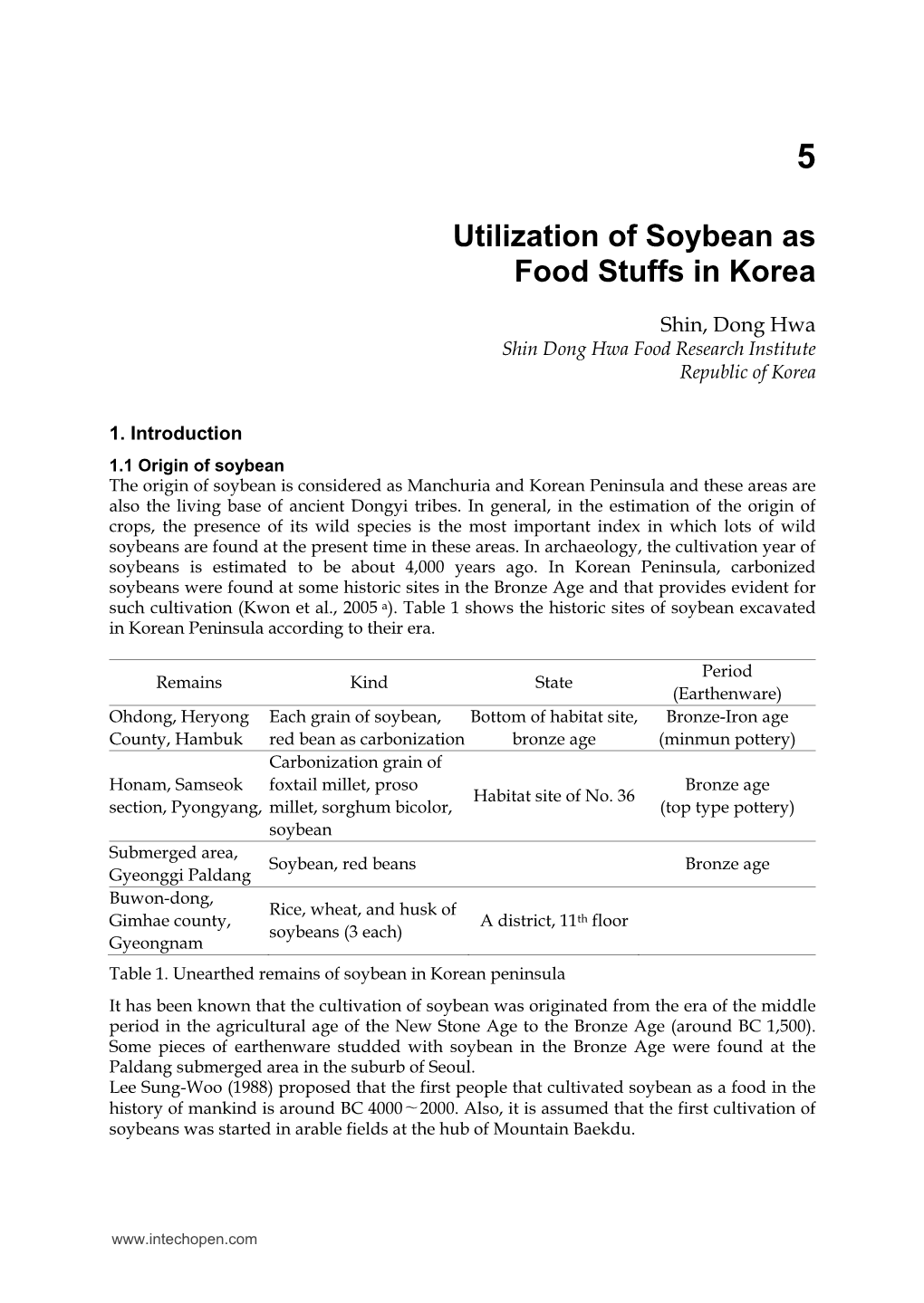 Utilization of Soybean As Food Stuffs in Korea