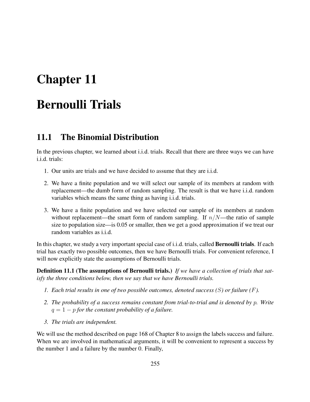 Chapter 11 Bernoulli Trials