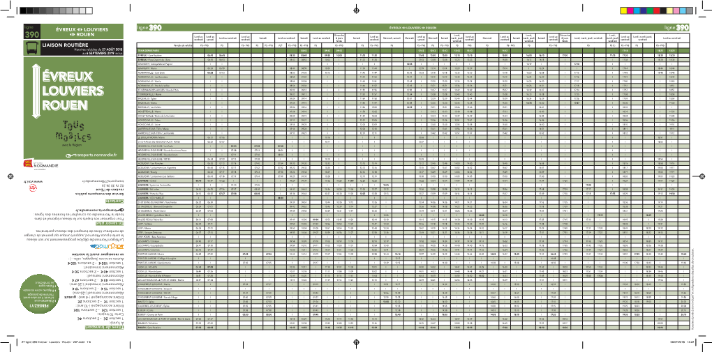 27-Ligne 390 Evreux - Louviers - Rouen - 24P.Indd 1-6 06/07/2018 14:22 Ligne 390 ROUEN LOUVIERS ÉVREUX Ligne 390