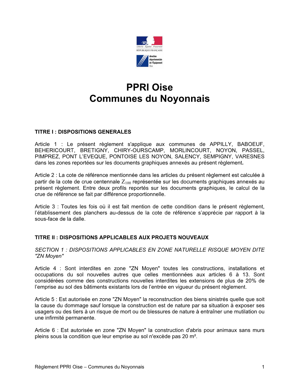 PPRI Oise Communes Du Noyonnais