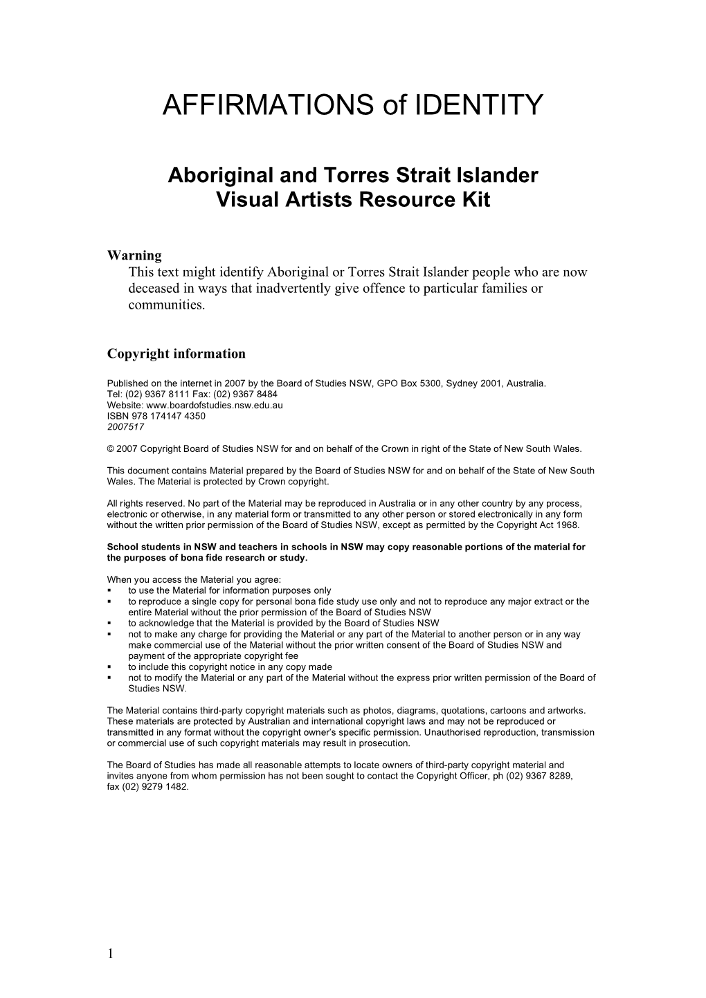 Aboriginal and Torres Strait Islander Visual Artists Resource Kit