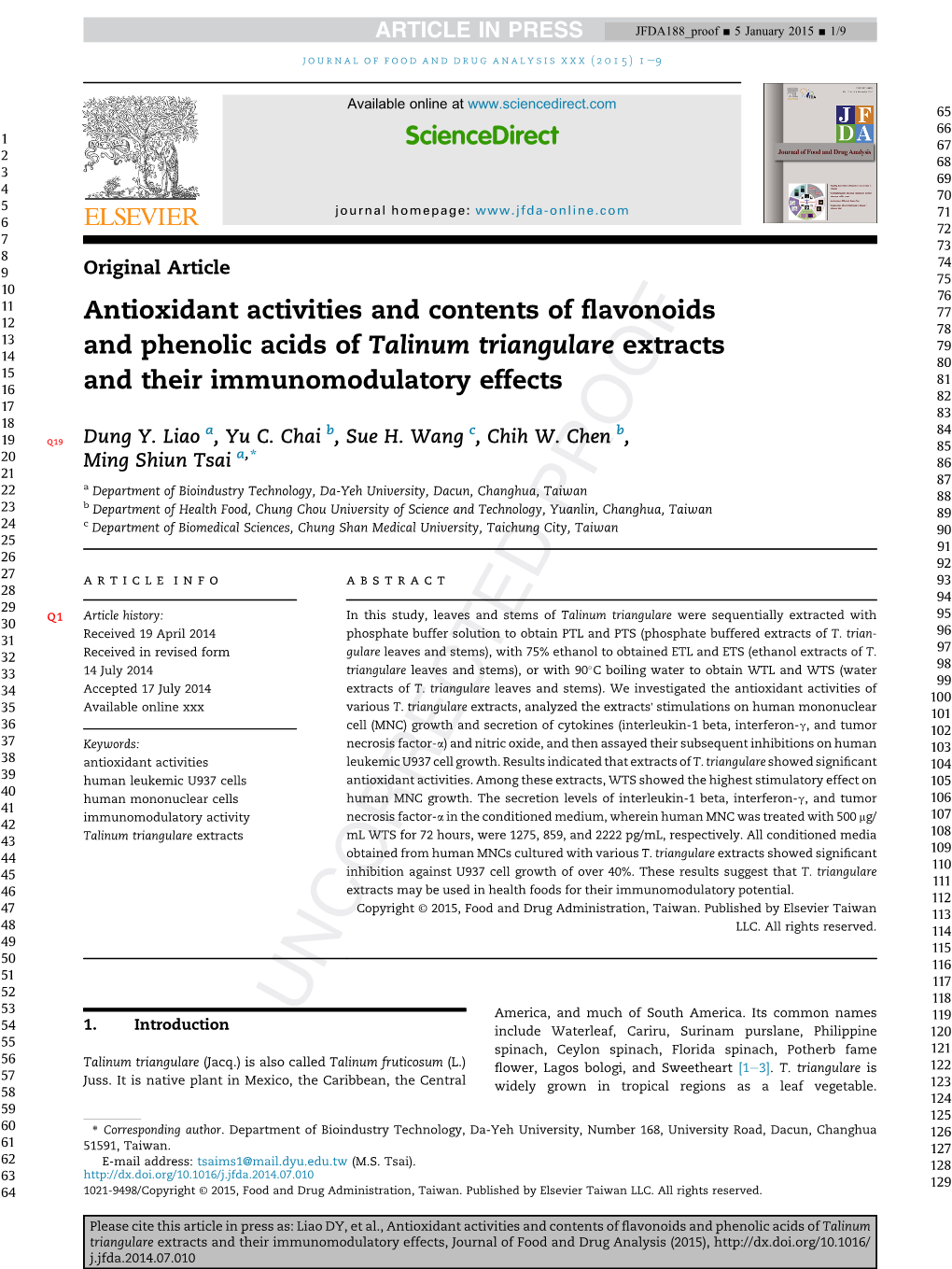 Antioxidant Activities and Contents of Flavonoids And