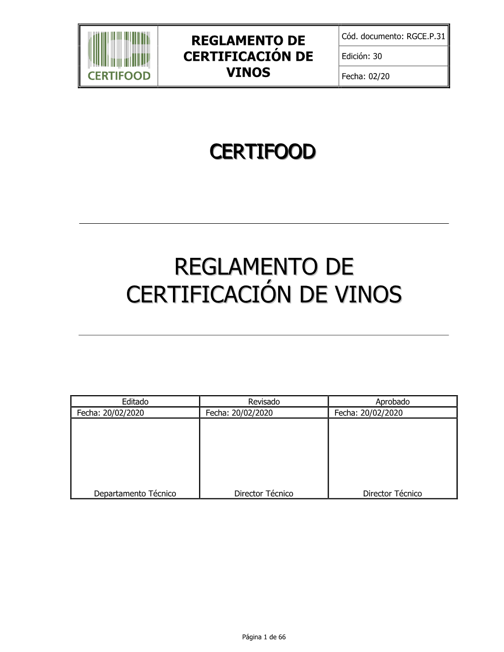 Reglamento De Certificación De Vinos, a Través De La Página Web De CERTIFOOD