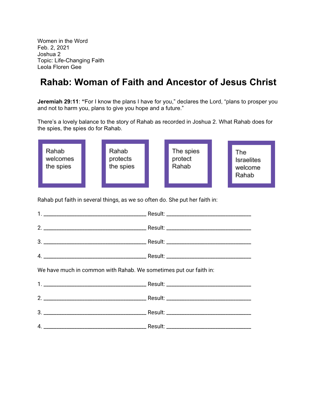 Rahab: Woman of Faith and Ancestor of Jesus Christ