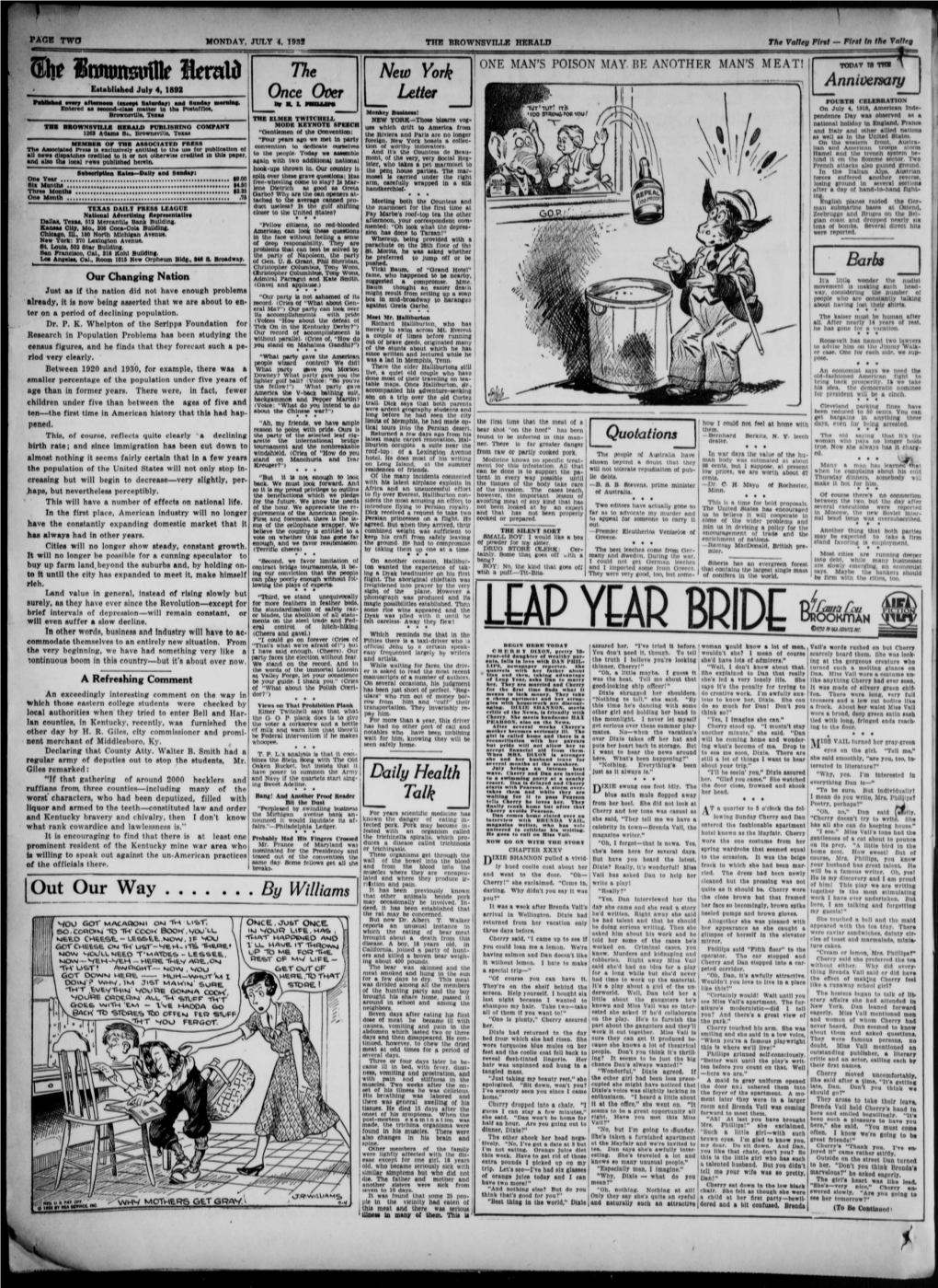 ®|F Snmmsuflk Herald York Anniversary 'Established July 4, 1892 Once Over Letter M CELEBRATION Published Wiry Afternoon (Except Saturday) and Sunday Morula*