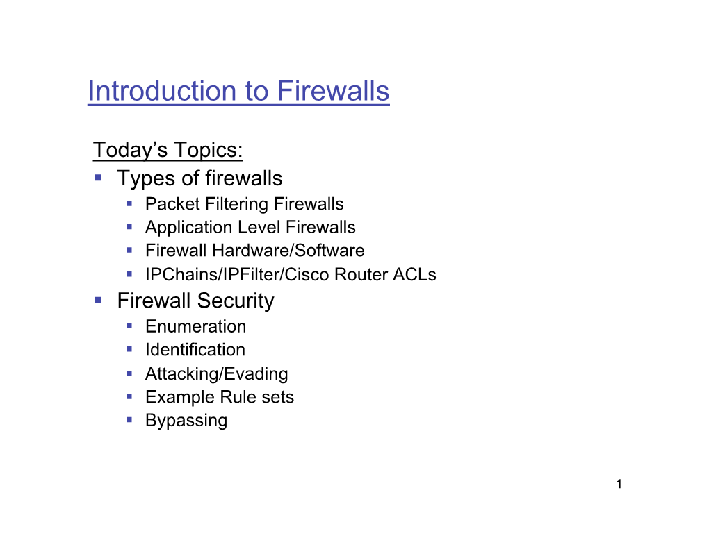 Introduction to Firewalls