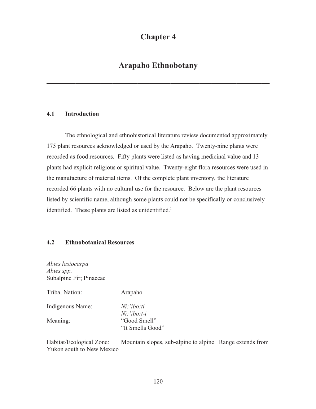 Chapter 4 Arapaho Ethnobotany