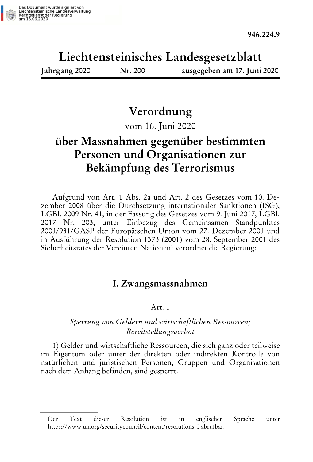 Liechtensteinisches Landesgesetzblatt Jahrgang 2020 Nr