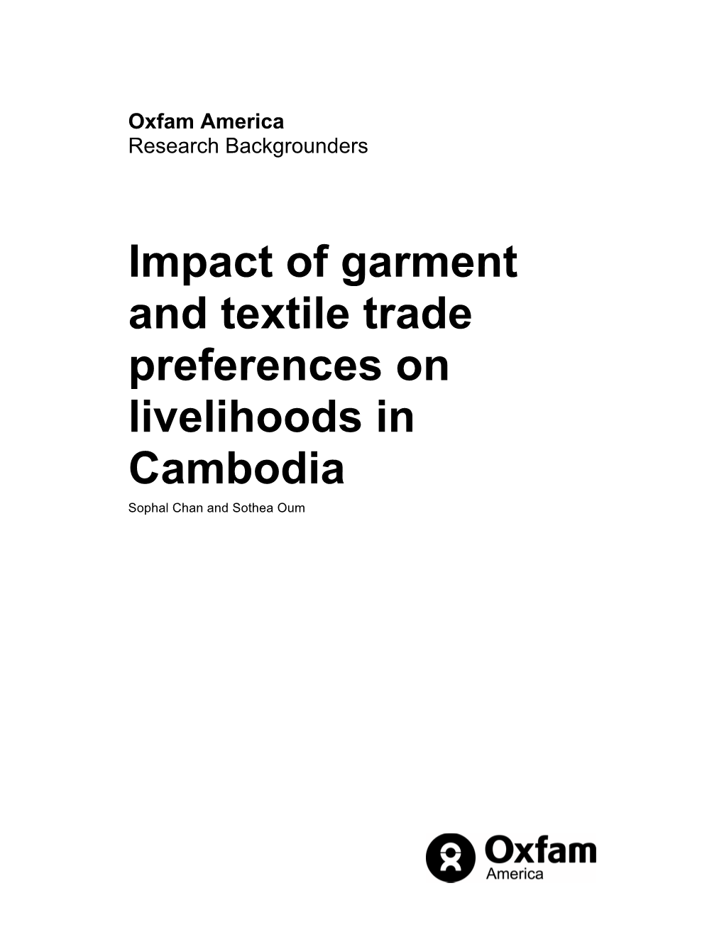 OA Research Backgrounder-Cambodia Trade