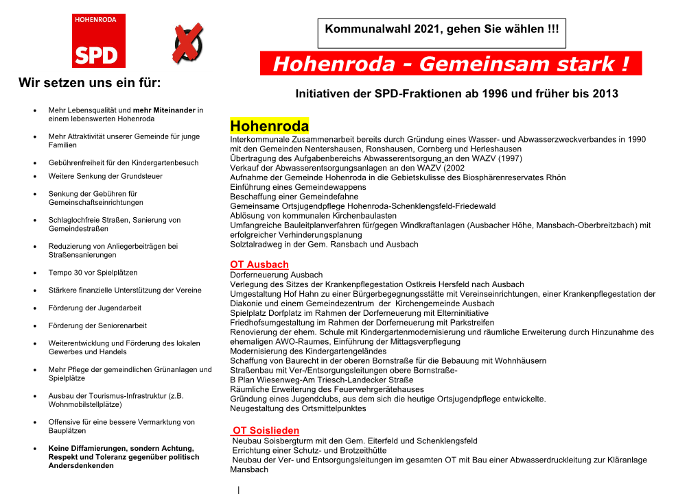 Hohenroda - Gemeinsam Stark !