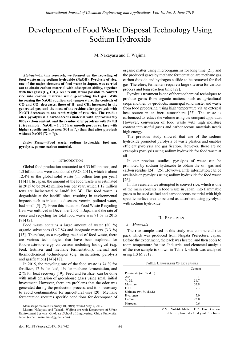 Development of Food Waste Disposal Technology Using Sodium Hydroxide