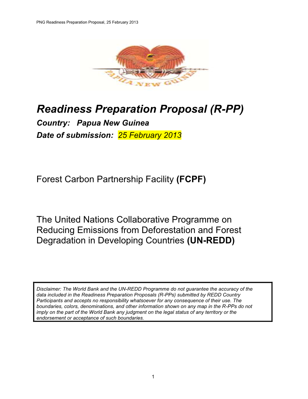 PNG R-PP Draft, August 2012