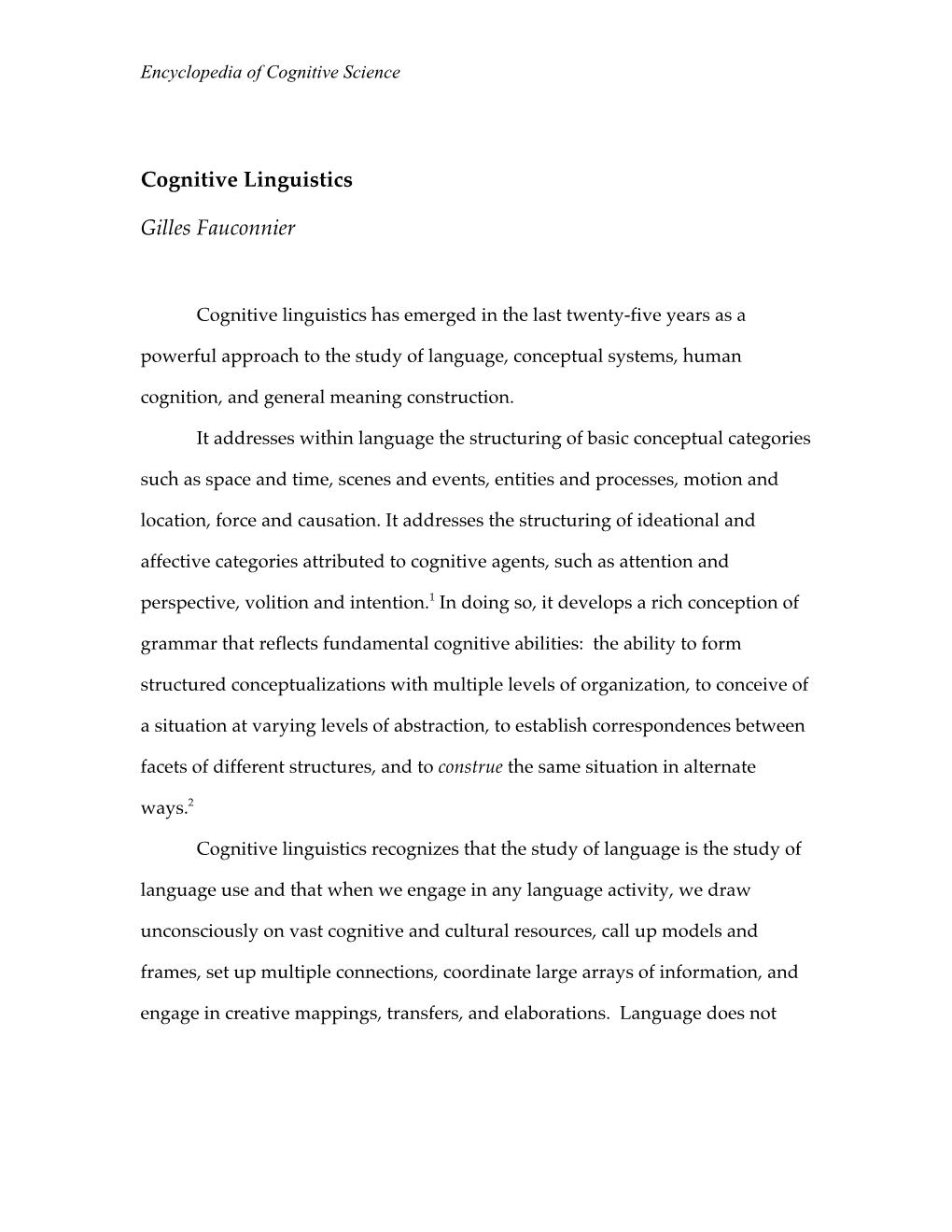 Cognitive Linguistics