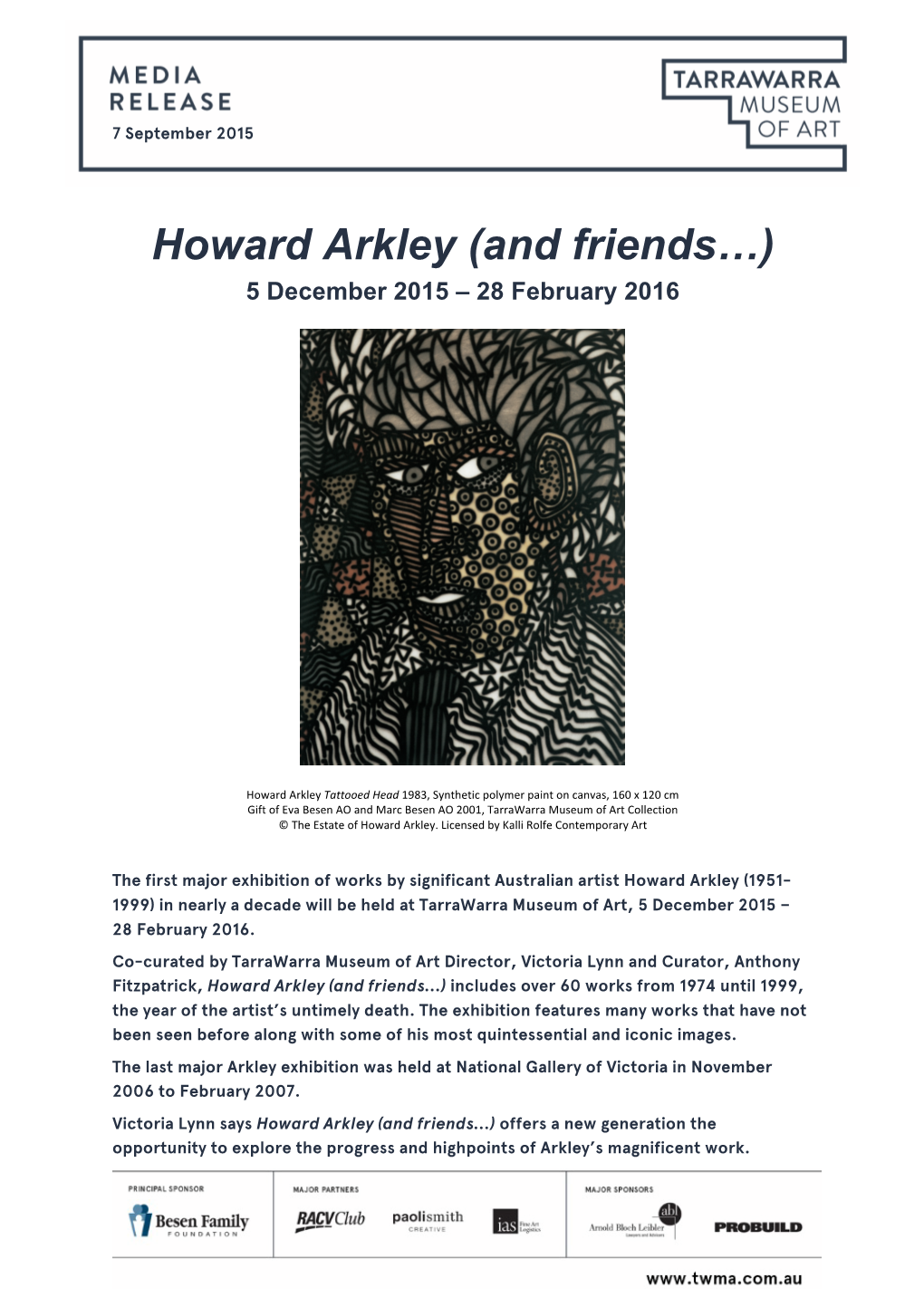 Howard Arkley (And Friends…) 5 December 2015 – 28 February 2016