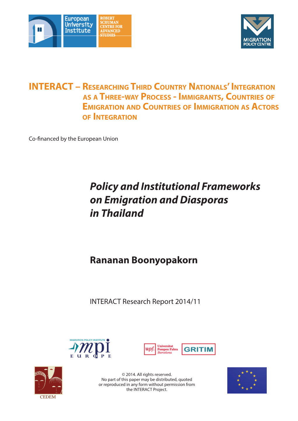 Policy and Institutional Frameworks on Emigration and Diasporas in Thailand