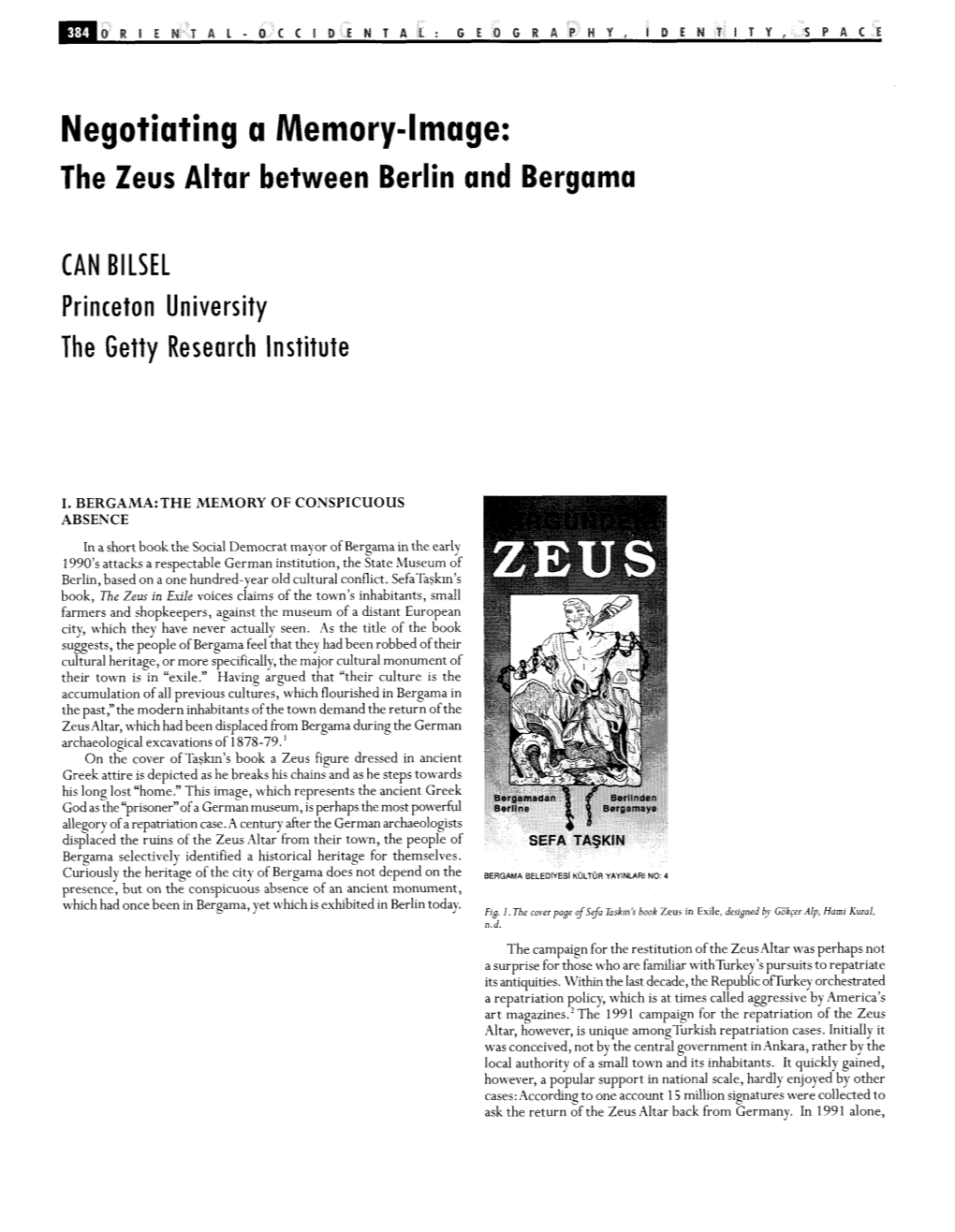 Negotiating a Memory-Image: the Zeus Altar Between Berlin and Bergama