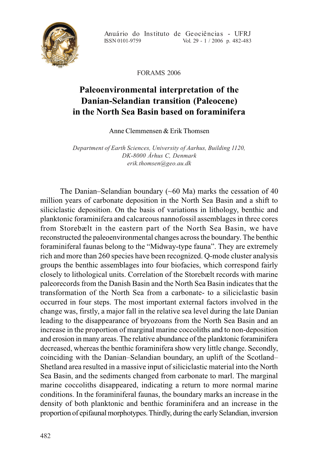 Paleoenvironmental Interpretation of the Danian-Selandian Transition (Paleocene) in the North Sea Basin Based on Foraminifera