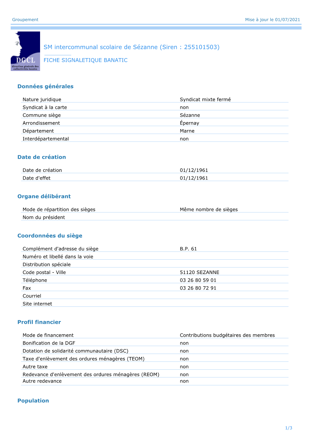 SM Intercommunal Scolaire De Sézanne (Siren : 255101503)