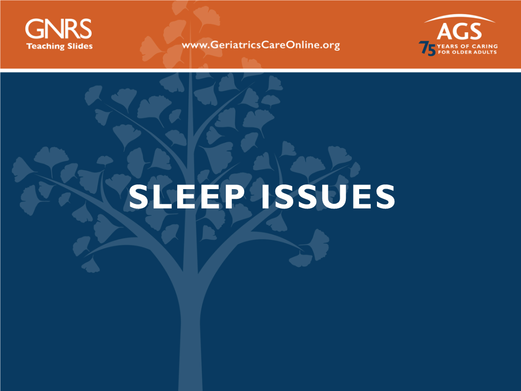 Sleep Issues 2 Objectives