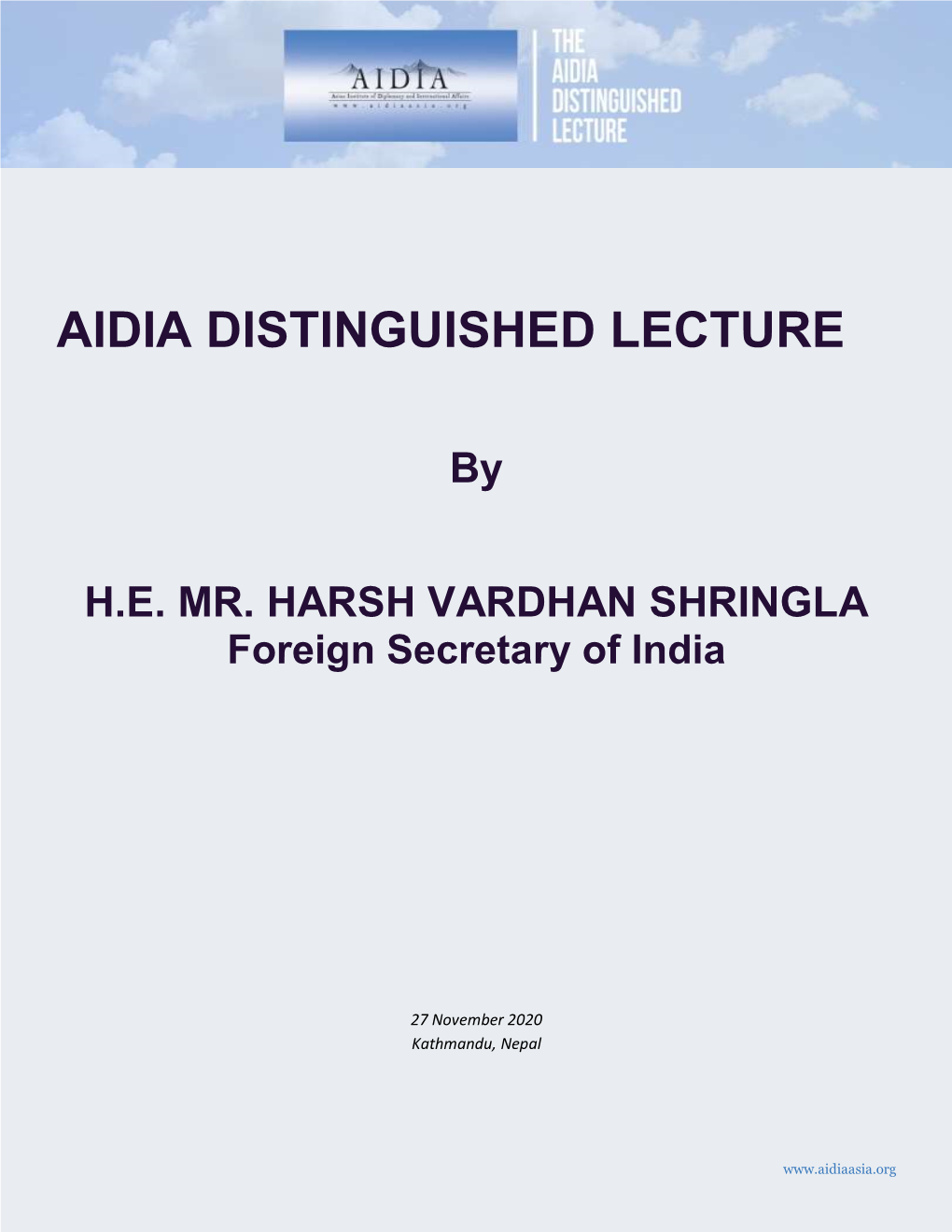 Aidia Distinguished Lecture