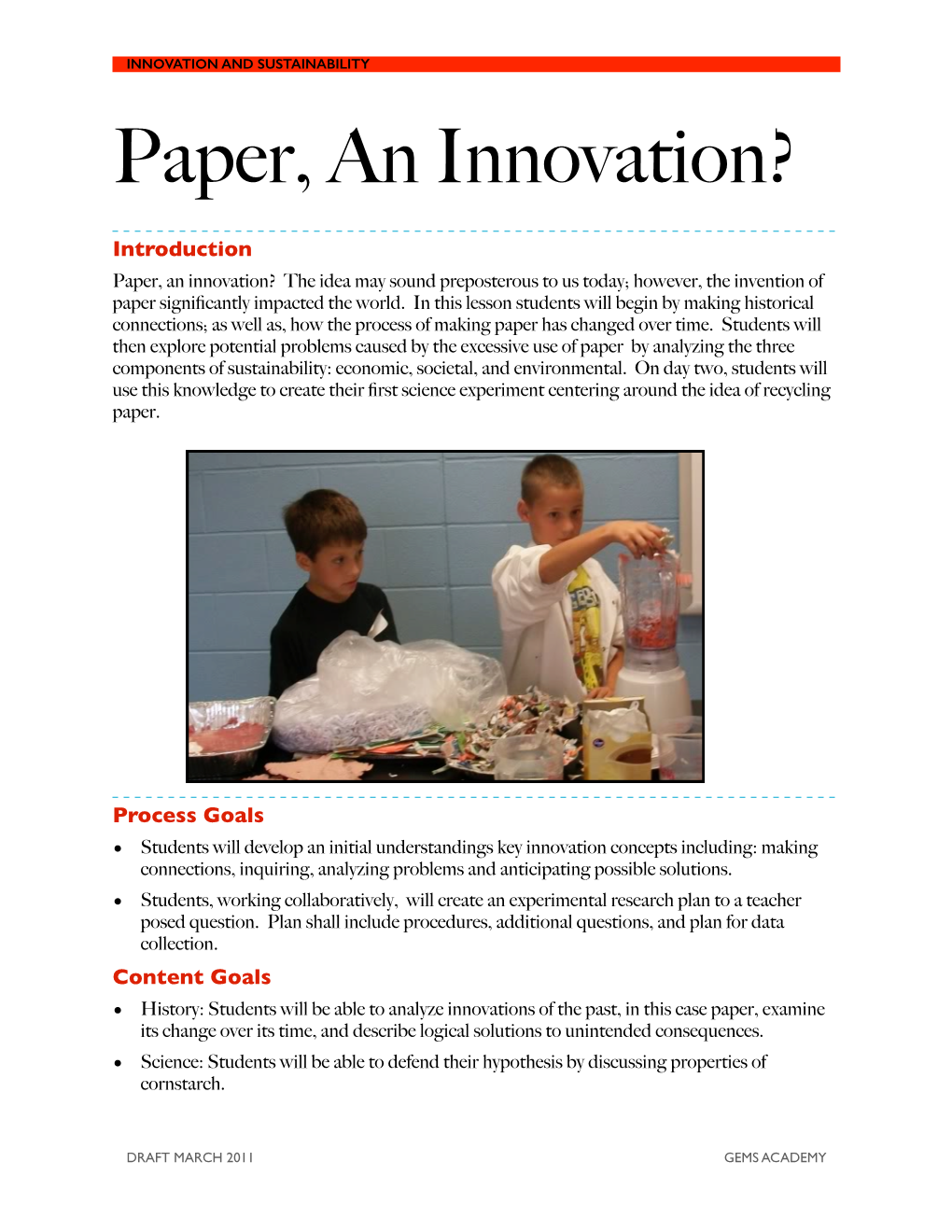 Curriculum-Paper Lessons