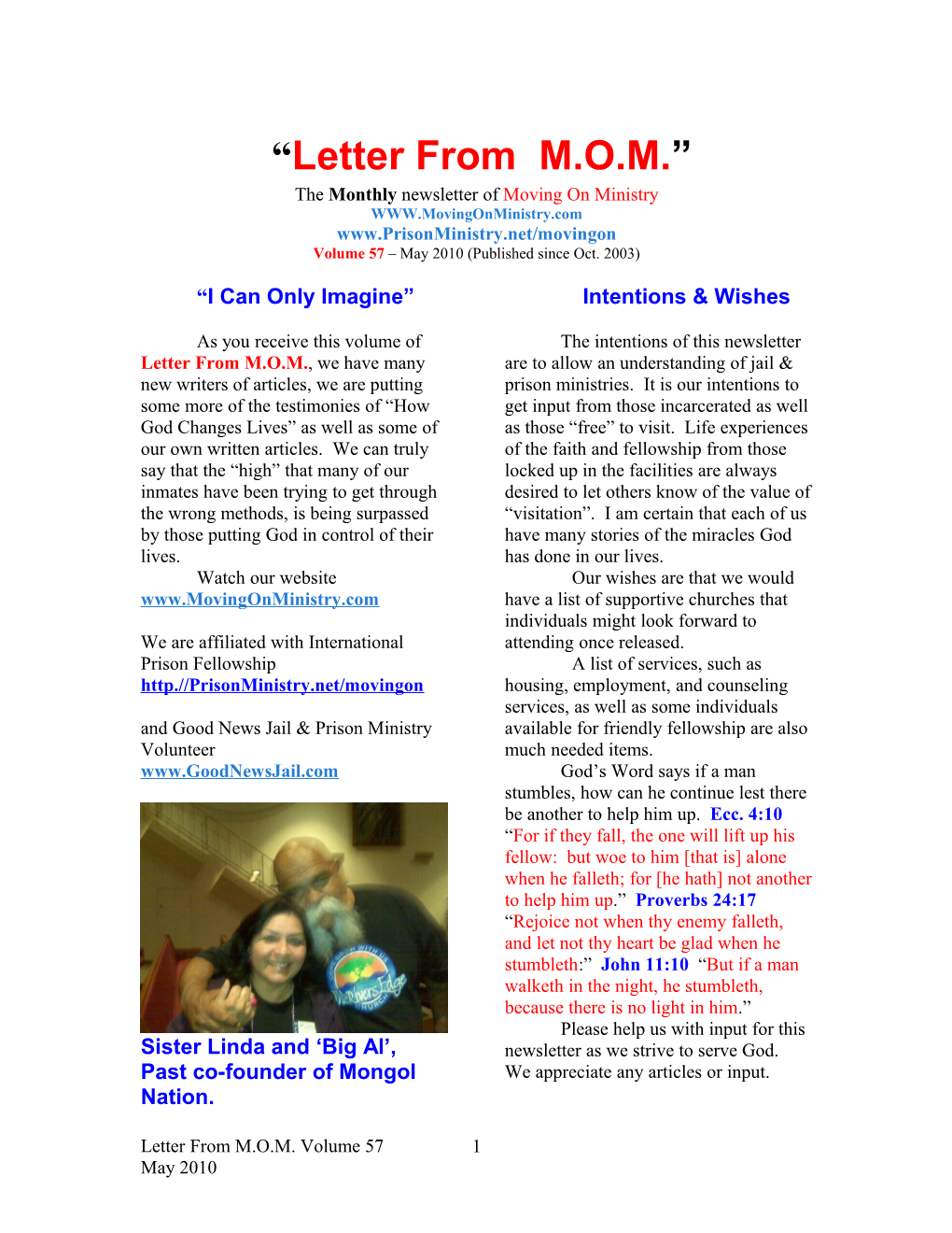 Letter from M.O.M