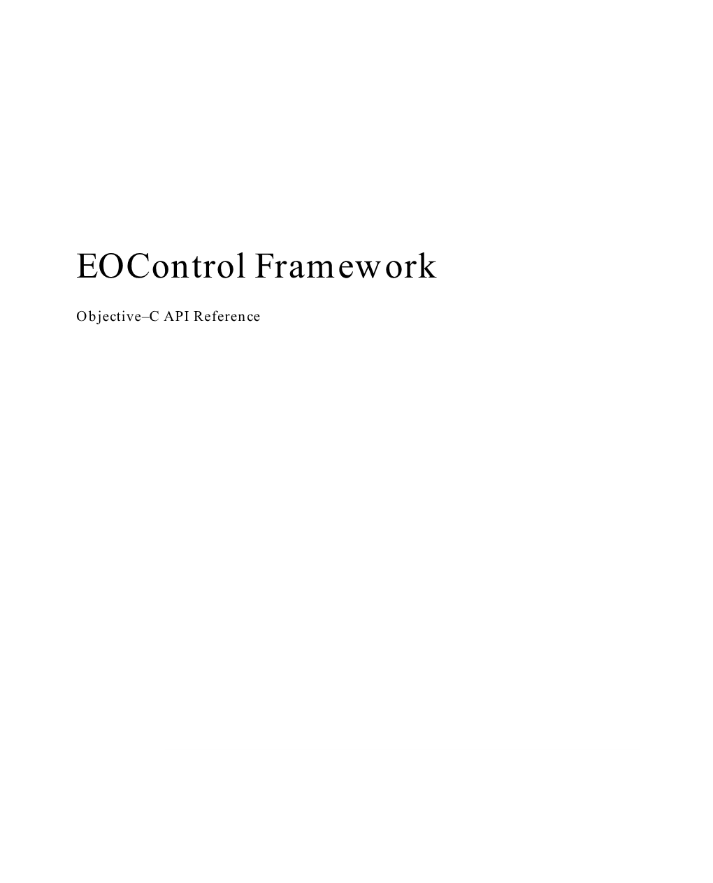 Eocontrol Framework Objective-C API Reference