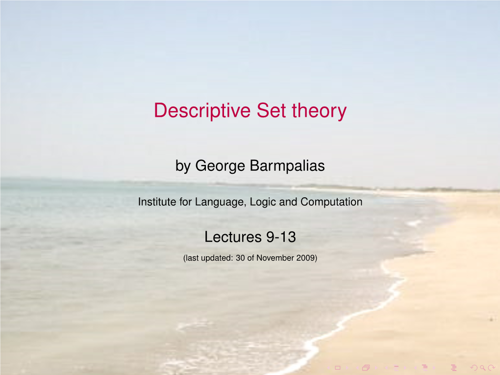 Descriptive Set Theory